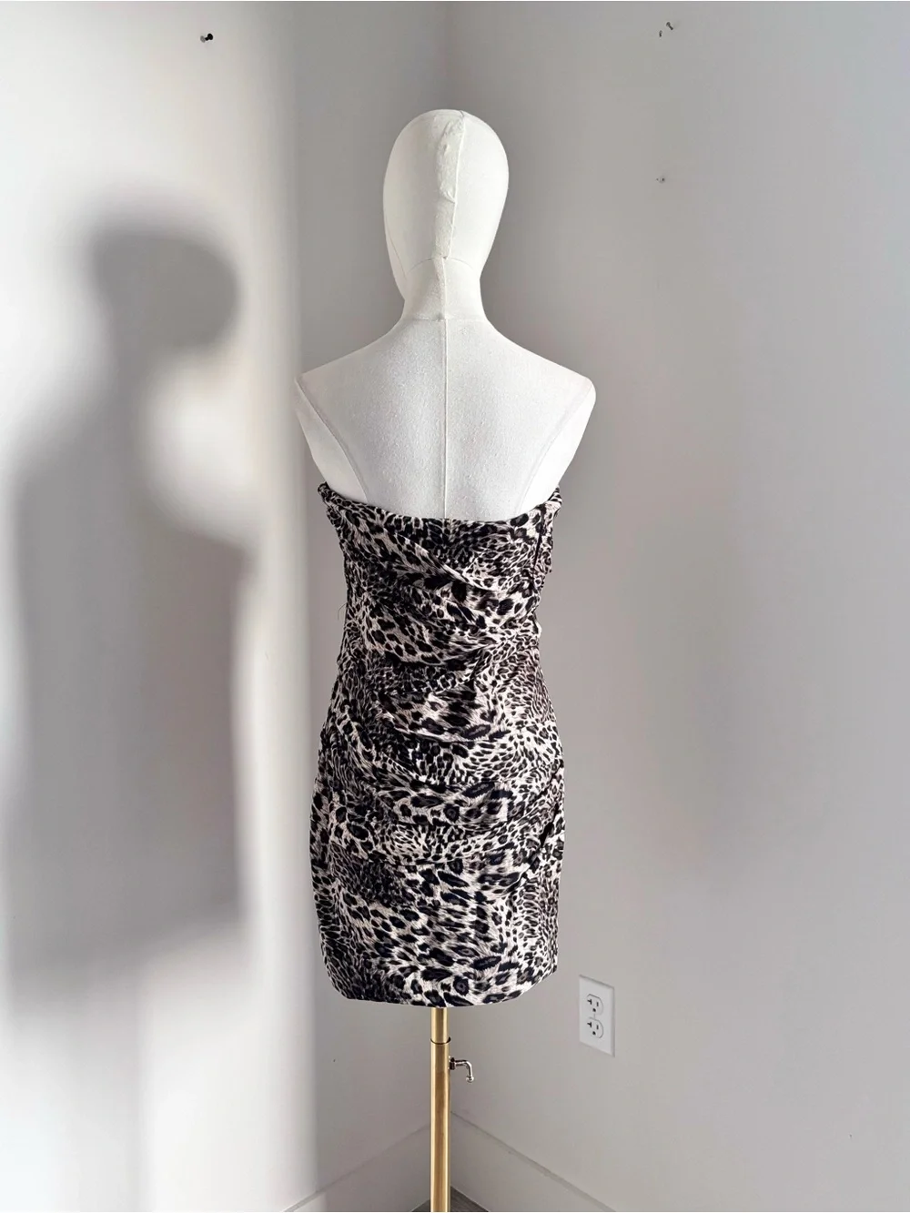 Tano Strapless Leopard Print Bodycon Dress - Black & Cream